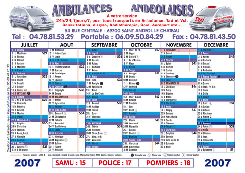calendrier ambulances